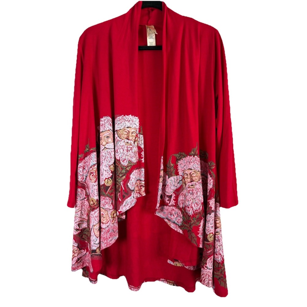 A Walk In The Park Red‎ Women's MCCC Sportswear Santa Open Front Cardigan Size M